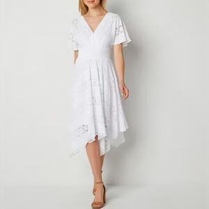 Rabbit Rabbit Rabbit White Lace Sharkbite Hem Dress Size 16